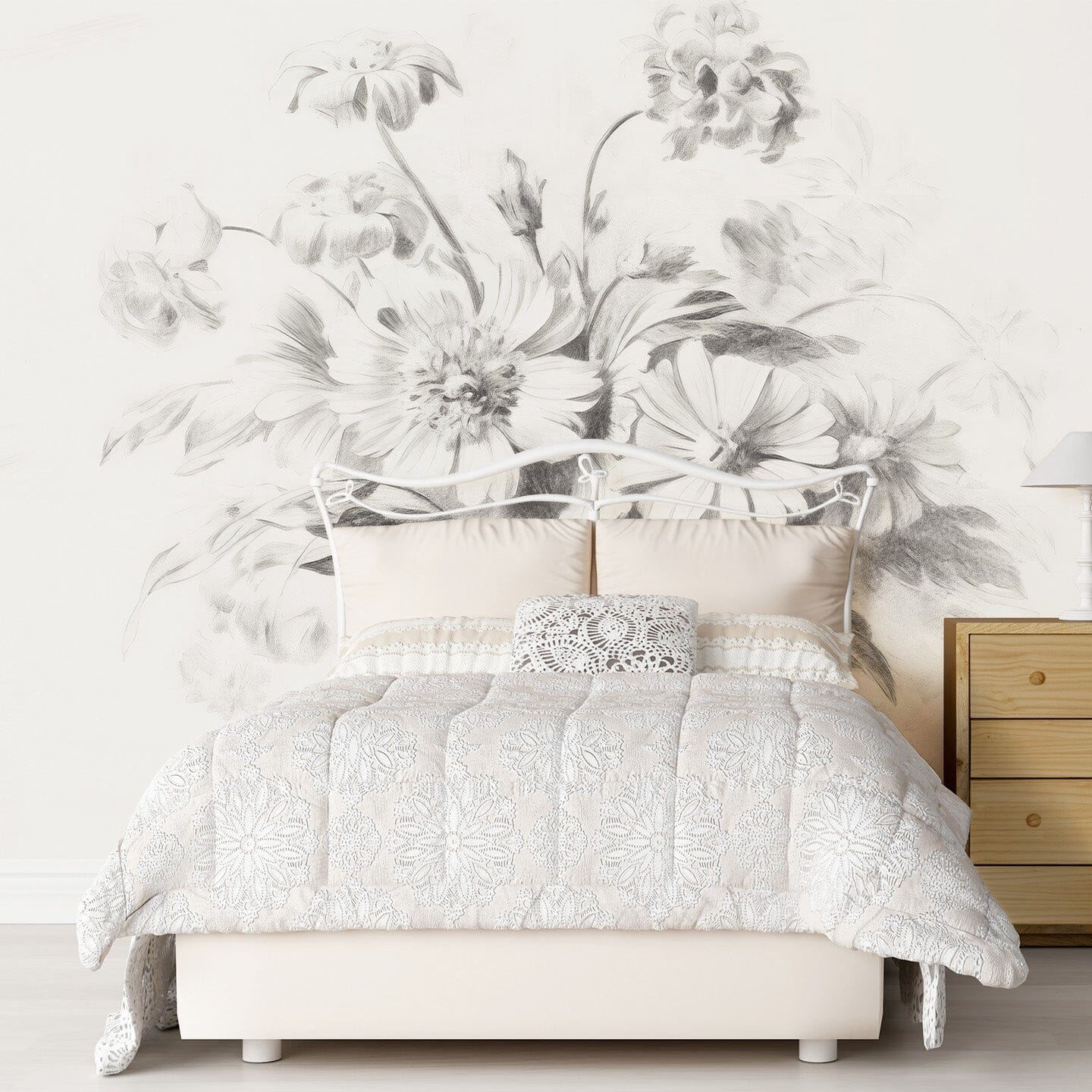 70 - Sketched Florals Wall Mural Murals Urbanwalls