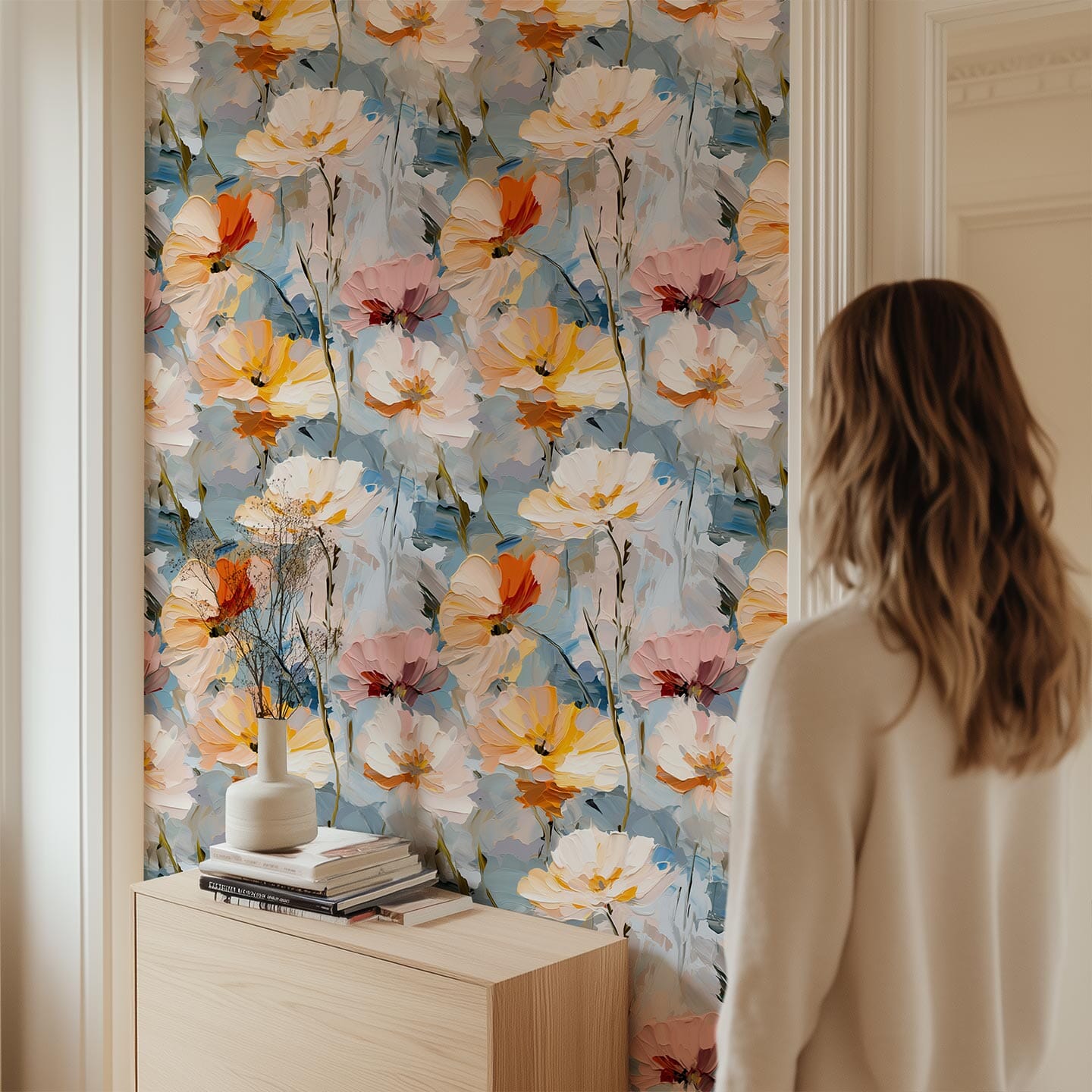 Acrylic Florals Wallpaper Wallpaper Urbanwalls