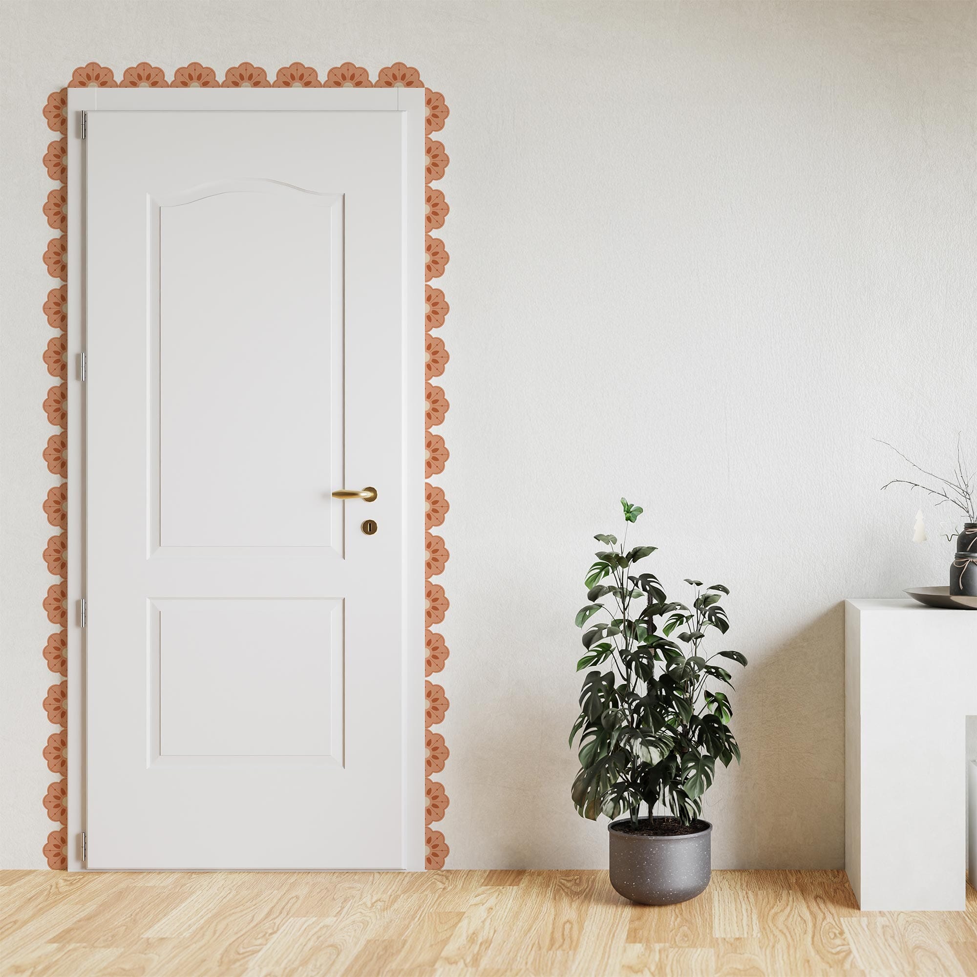Fleur Scallop Wall Decal Decals Urbanwalls Standard Wall Full Order Pink & Beige