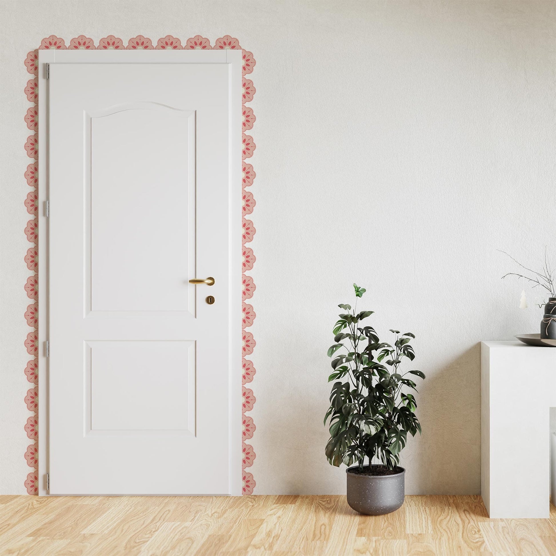 Fleur Scallop Wall Decal Decals Urbanwalls Standard Wall Full Order Pink & Dark Pink