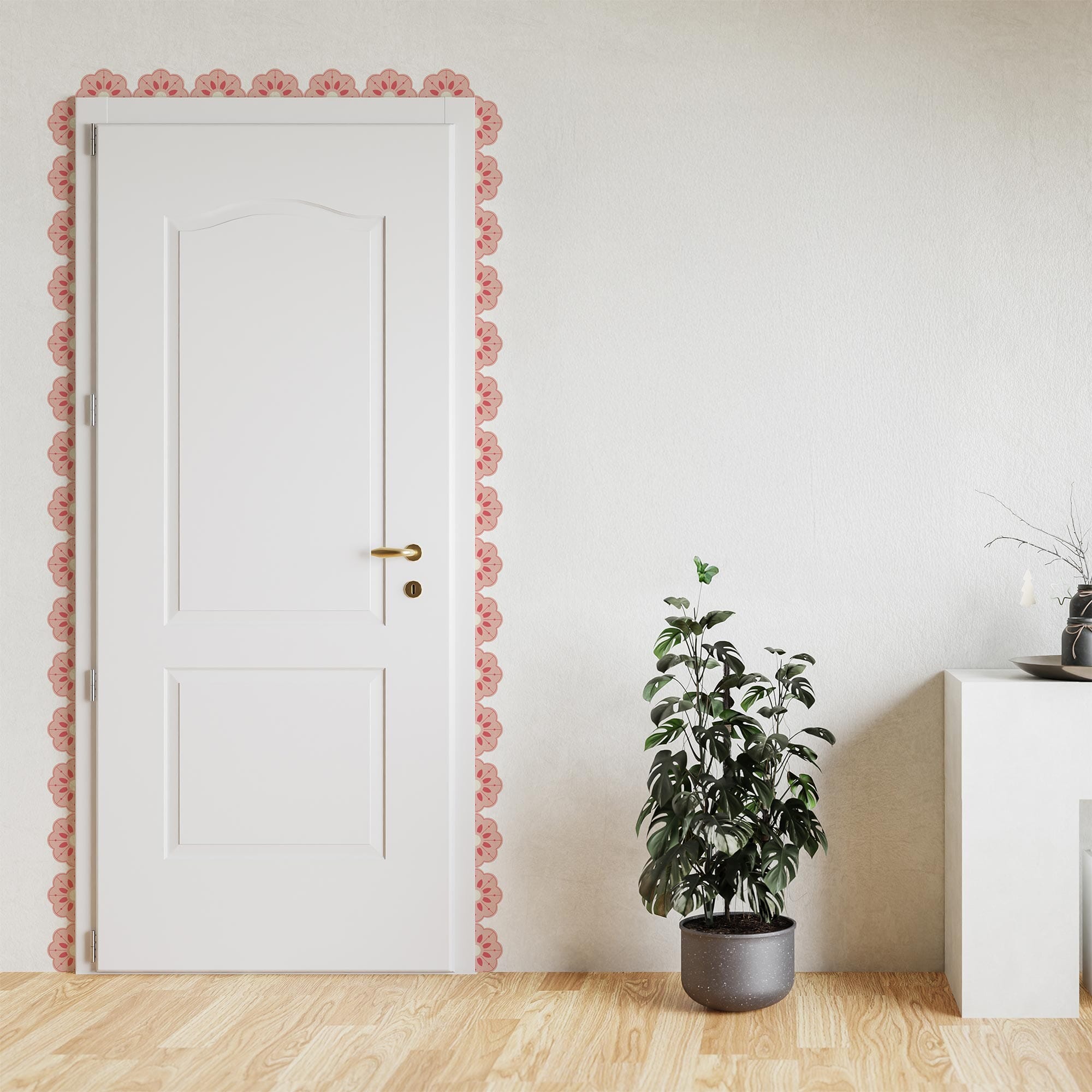 Fleur Scallop Wall Decal Decals Urbanwalls Standard Wall Full Order Pink & Dark Pink