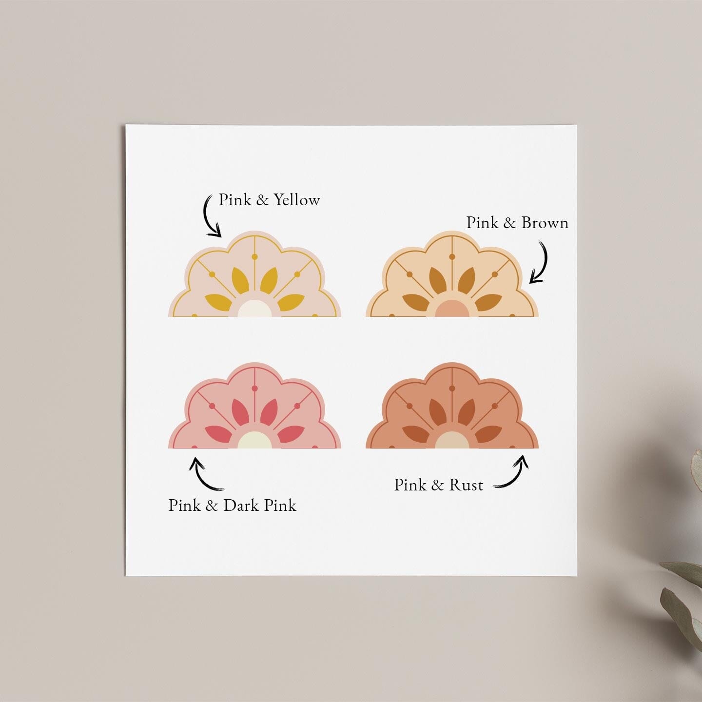 Fleur Scallop Wall Decal Decals Urbanwalls Standard Wall Sample Pink & Yellow