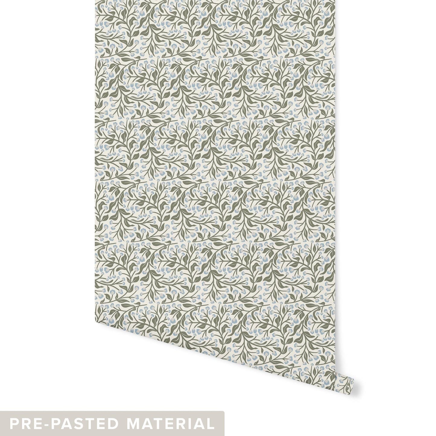 Floral Vine Wallpaper Wallpaper Urbanwalls Pre-pasted Blue & White DOUBLE ROLL : 46" X 4 FEET