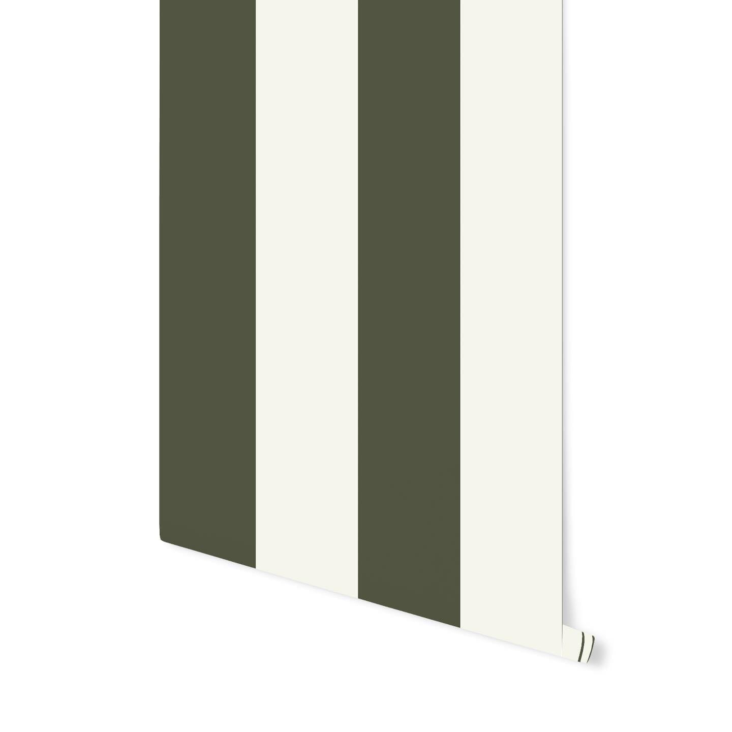 Large Stripe Wallpaper Wallpaper Monika Hibbs Peel & Stick 4 FEET Olive Green