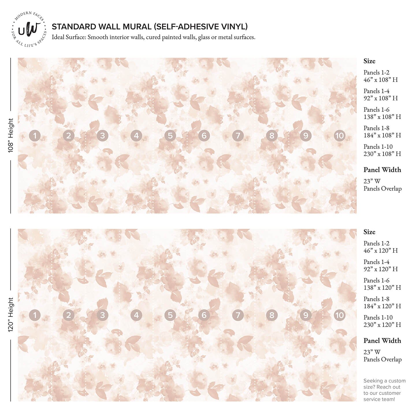 Marigold Mural in Blush Murals Urbanwalls Standard Wall 46" X 108" Blush