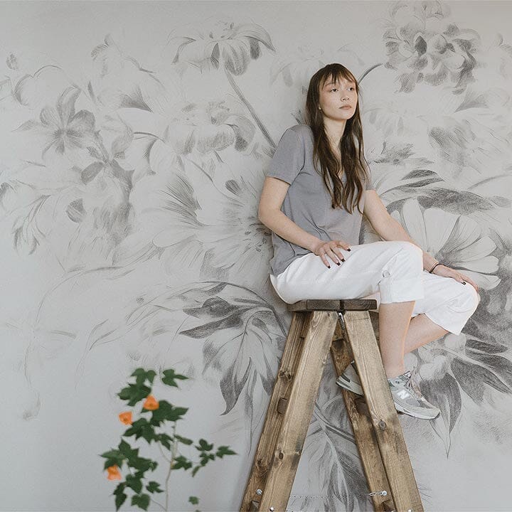 Sketched Florals Wall Mural Murals Urbanwalls