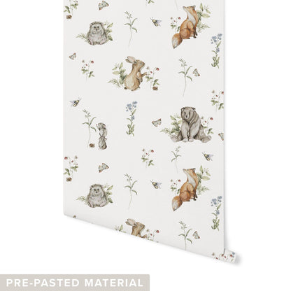Woodland Animal Wallpaper Wallpaper Urbanwalls Pre-pasted DOUBLE ROLL : 46" X 4 FEET 