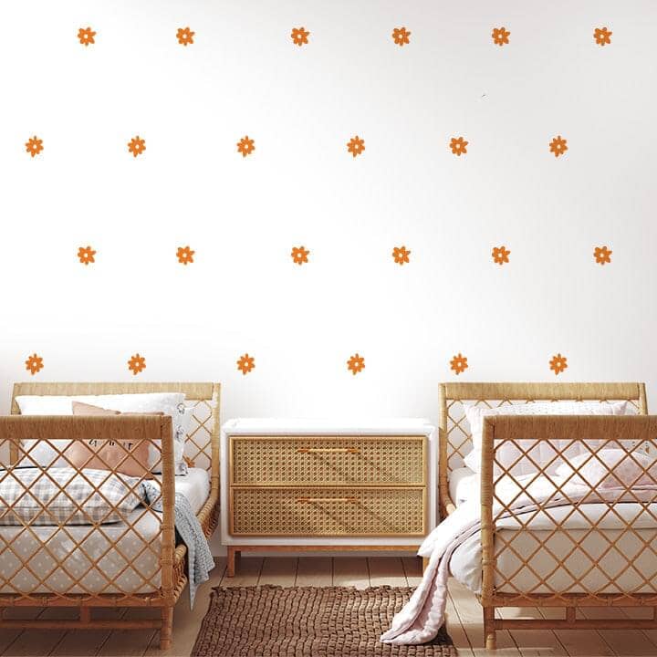 3 Inch Whimsy Daisy Wall Decals Decals Urbanwalls Orange