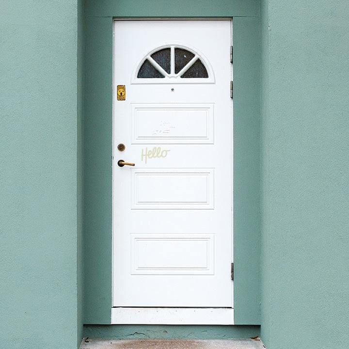 A Little Hello Door Decal Decals Urbanwalls Beige
