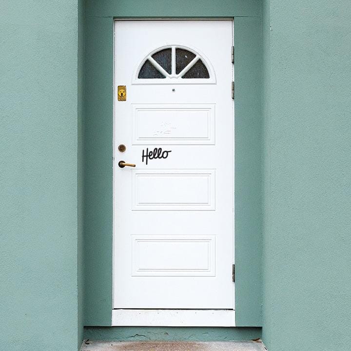 A Little Hello Door Decal Decals Urbanwalls Black