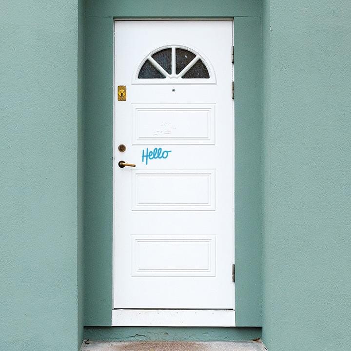 A Little Hello Door Decal Decals Urbanwalls Blue
