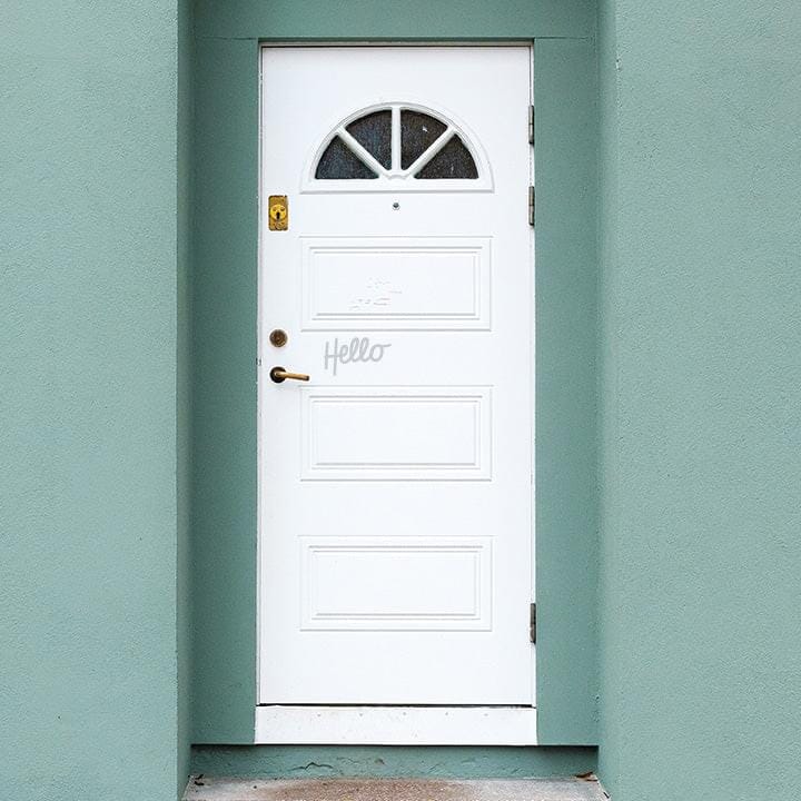 A Little Hello Door Decal Decals Urbanwalls Light Grey