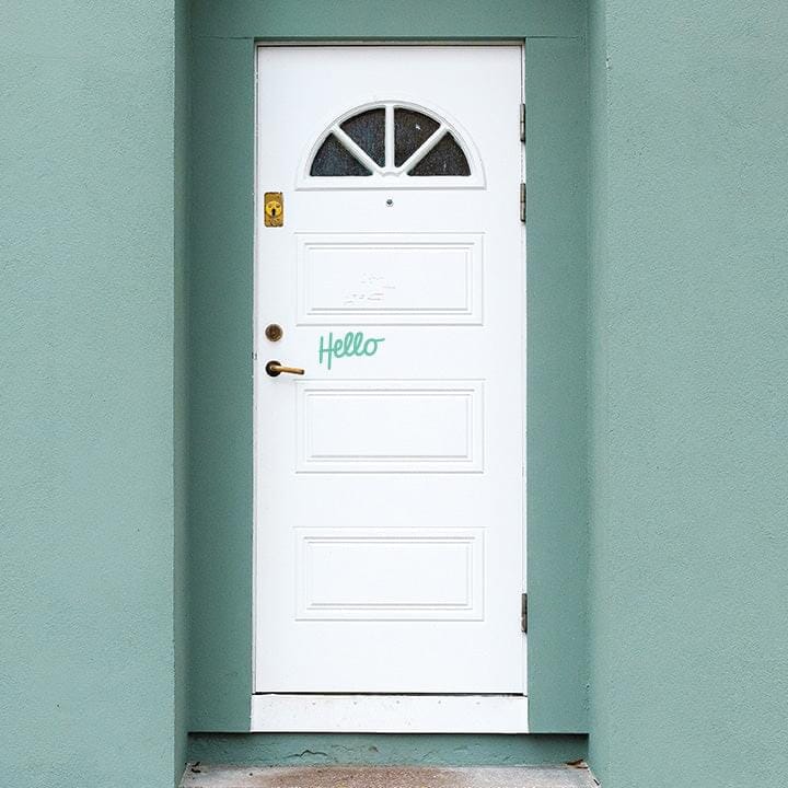 A Little Hello Door Decal Decals Urbanwalls Mint