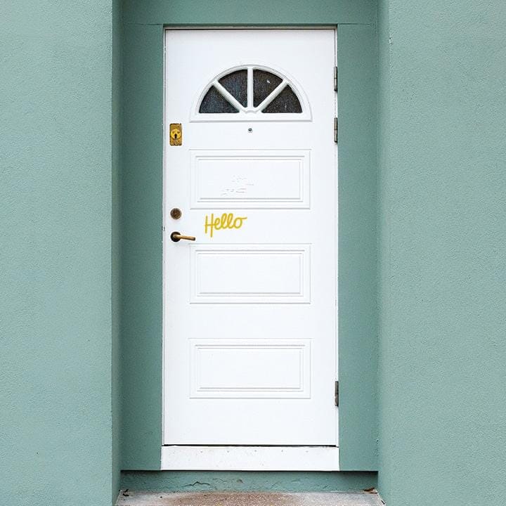 A Little Hello Door Decal Decals Urbanwalls Signal Yellow