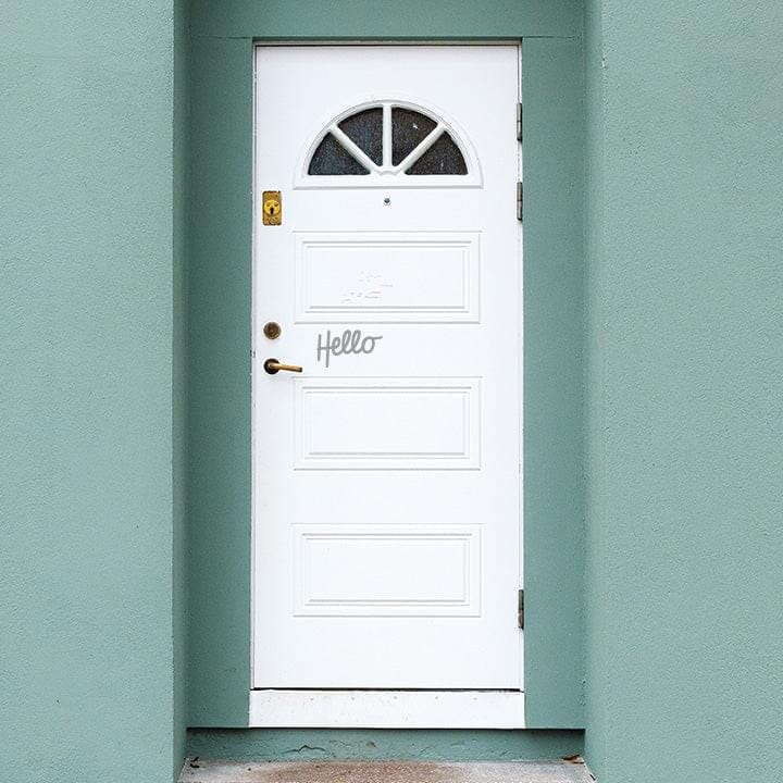 A Little Hello Door Decal Decals Urbanwalls Warm Grey