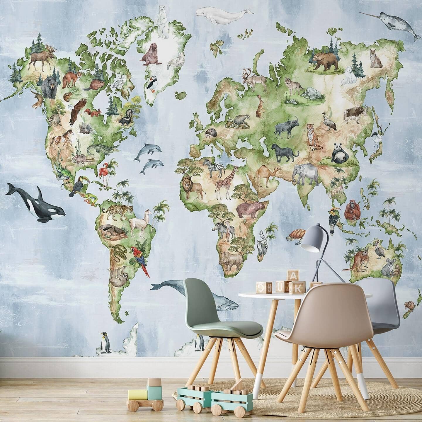 Animal World Map Wall Mural Murals Urbanwalls