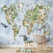 Animal World Map Wall Mural Murals Urbanwalls