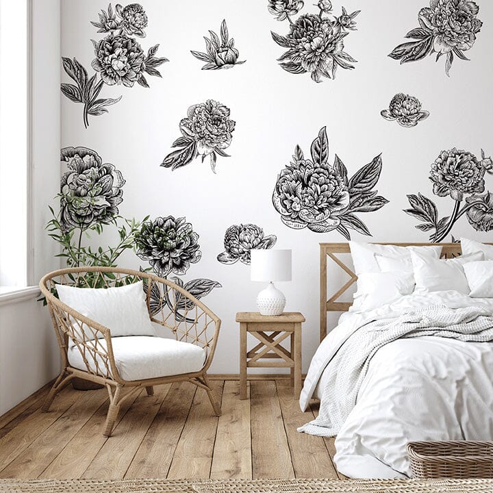 Black and White Flowers Wall Decals Decals Urbanwalls Standard Wall Full order