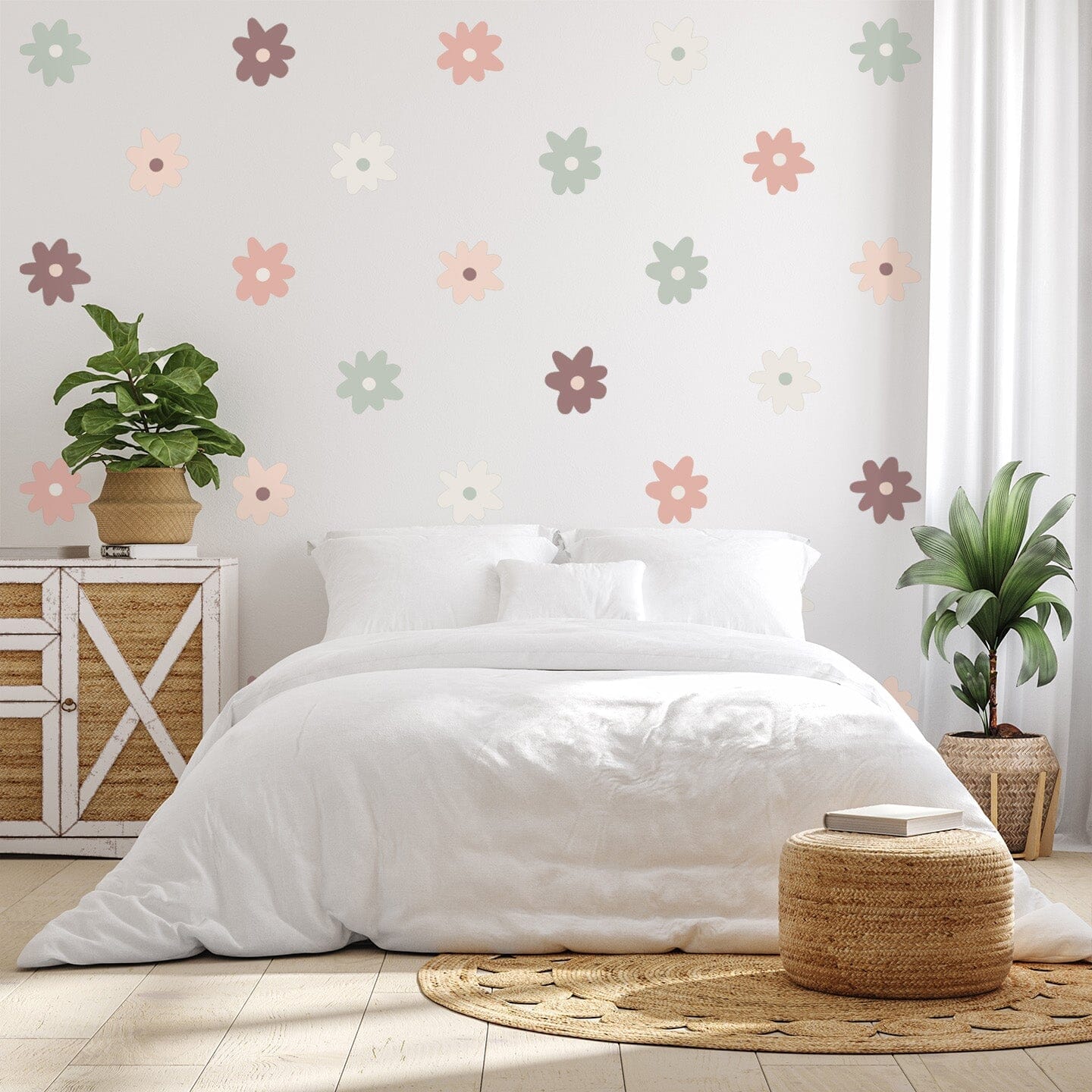 Blush Whimsy Daisy Wall Decals Decals Urbanwalls Standard Wall Large