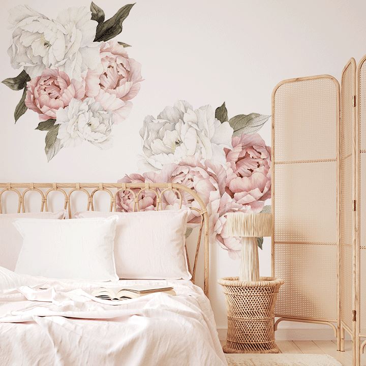 Blushing Peony Wall Decal Clusters Decals Urbanwalls Textured Wall Half Order