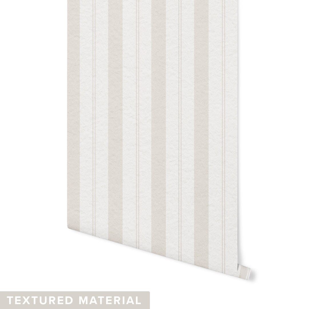 Brighton Stripes Wallpaper Wallpaper Monika Hibbs Textured Wall DOUBLE ROLL : 42” X 4 FEET Vanilla