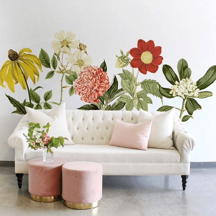 Crimson Dahlia Wall Decal Decals Urbanwalls Standard Wall Full Order