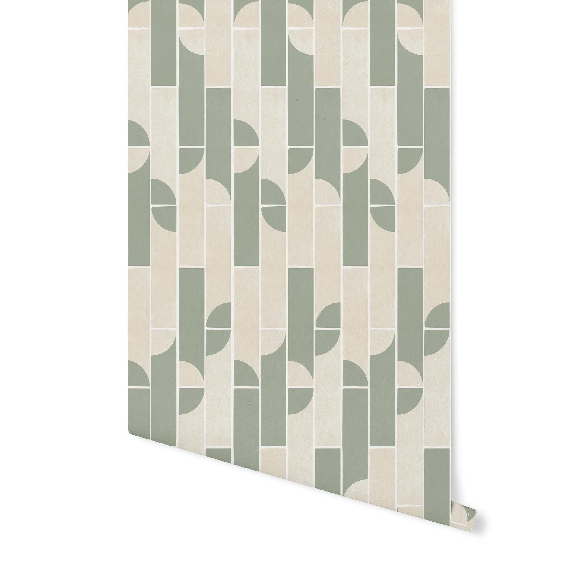 Curved Tile Wallpaper Wallpaper Urbanwalls Standard Wall Green DOUBLE ROLL : 46" X 4 FEET