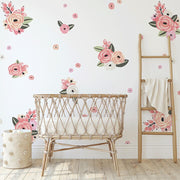 Faded Pink Graphic Flower Wall Decals Decals Urbanwalls Standard Wall Full Order