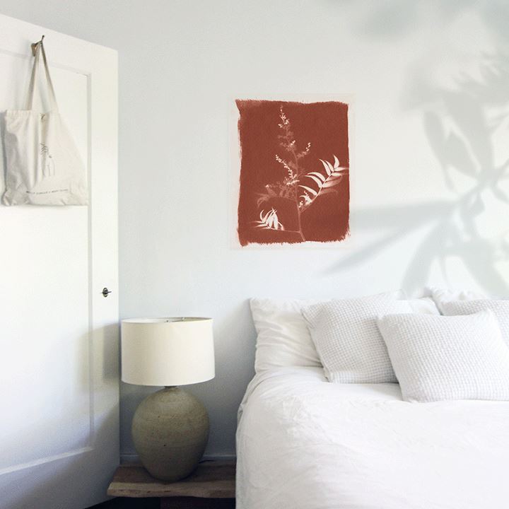 Fern Sun Art Print Prints Urbanwalls Adhesive Canvas Rust 8" x 10"