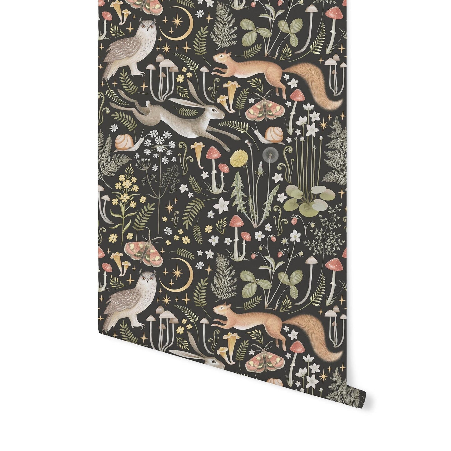 Herbology Wallpaper Wallpaper Urbanwalls Standard Wall Black DOUBLE ROLL : 46" X 4 FEET