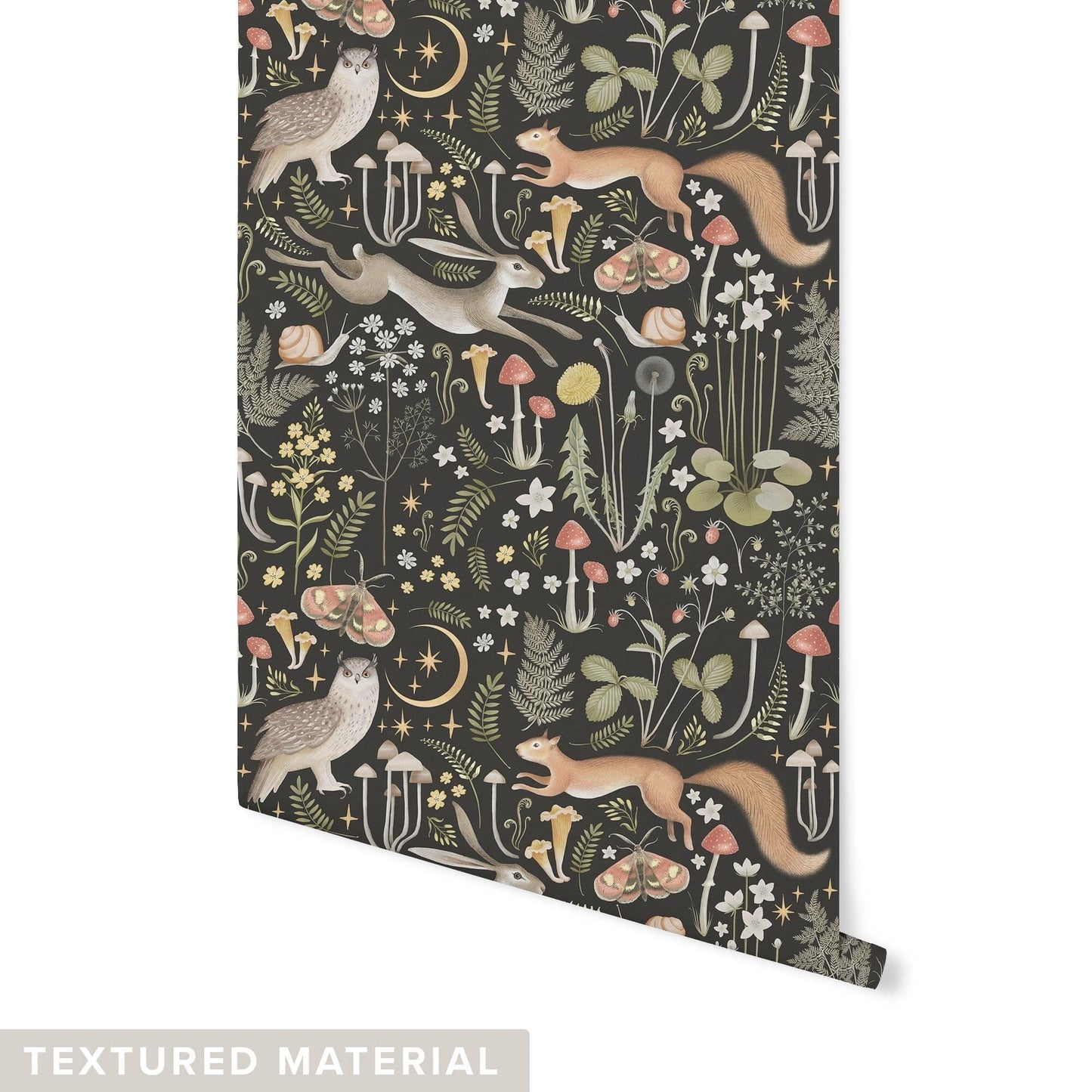 Herbology Wallpaper Wallpaper Urbanwalls Textured Wall Black DOUBLE ROLL : 42" X 4 FEET
