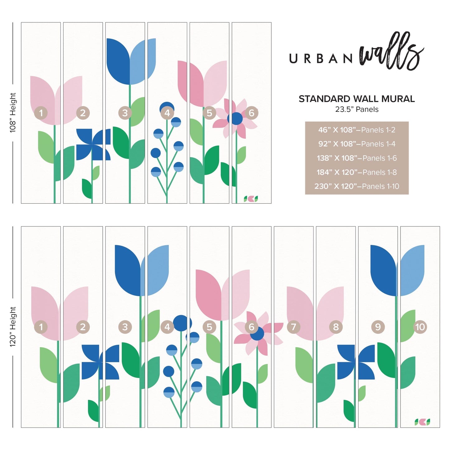 Into the Garden Wall Mural Murals Sunny Circle Studio Standard Wall 46" X 108" Bright