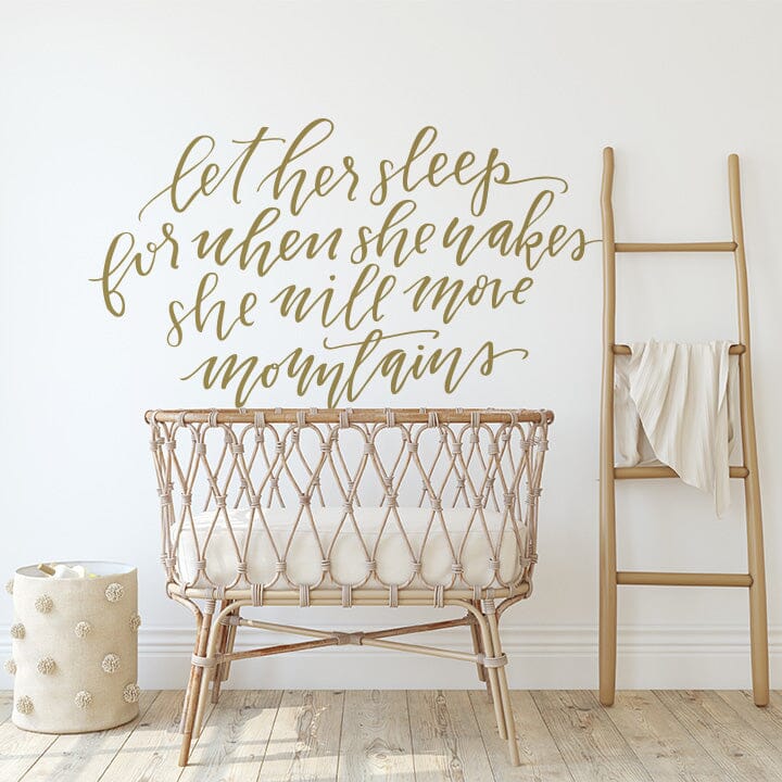 Let Her Sleep Wall Decal Decals Urbanwalls Gold (Metallic) 80" x 45"