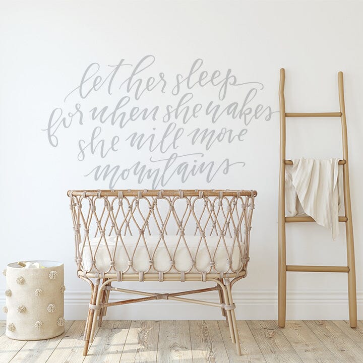 Let Her Sleep Wall Decal Decals Urbanwalls Light Grey 80" x 45"