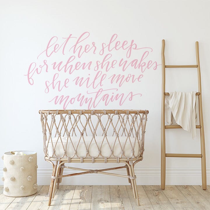 Let Her Sleep Wall Decal Decals Urbanwalls Soft Pink 80" x 45"