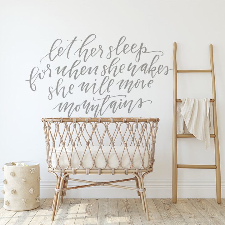 Let Her Sleep Wall Decal Decals Urbanwalls Warm Grey 80" x 45"