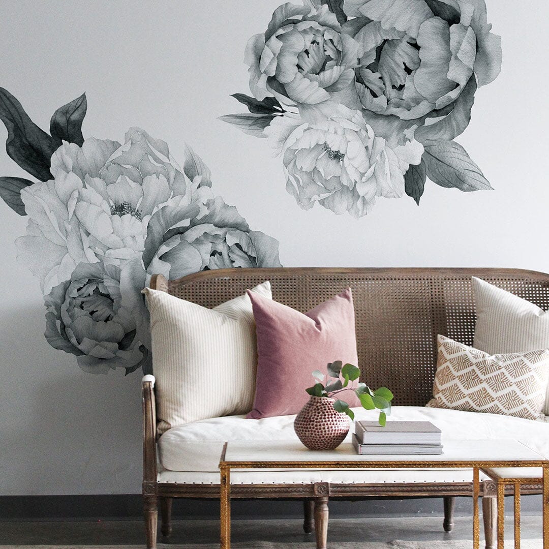 Midnight Peonies Wall Decals Decals Urbanwalls Standard Wall Half Order