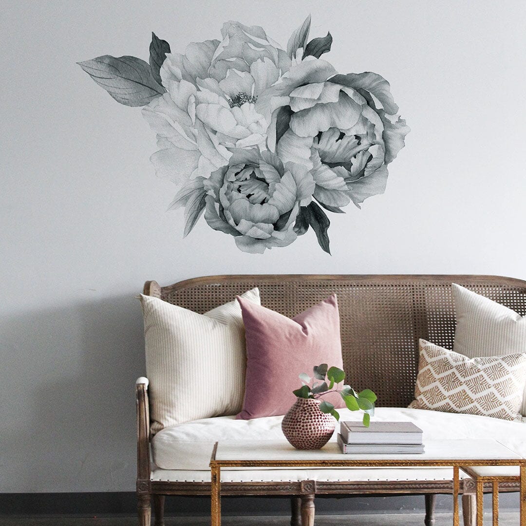 Midnight Peonies Wall Decals Decals Urbanwalls Standard Wall Quarter Order