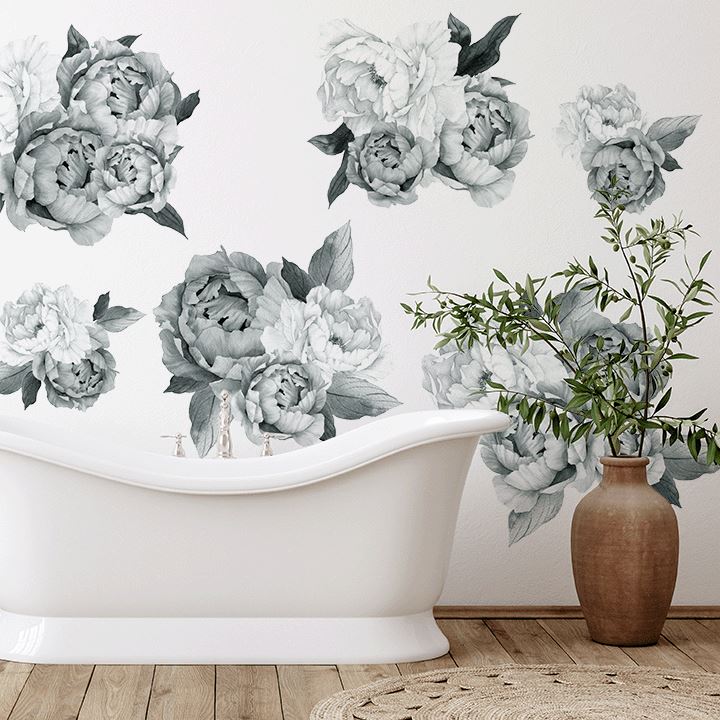 Midnight Peony Wall Decal Clusters Decals Urbanwalls Textured Wall Full Order