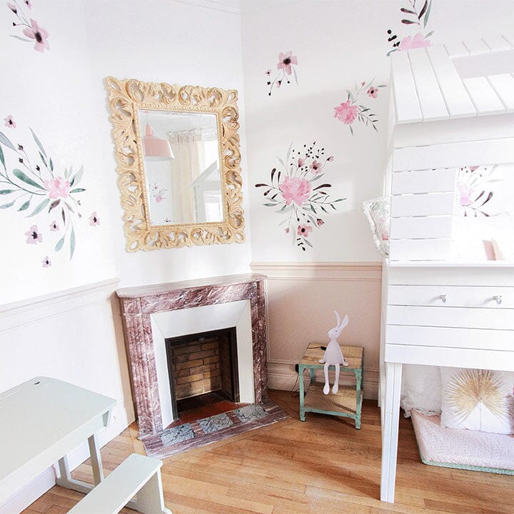 Pink Watercolor Flowers Wall Decals Decals Urbanwalls