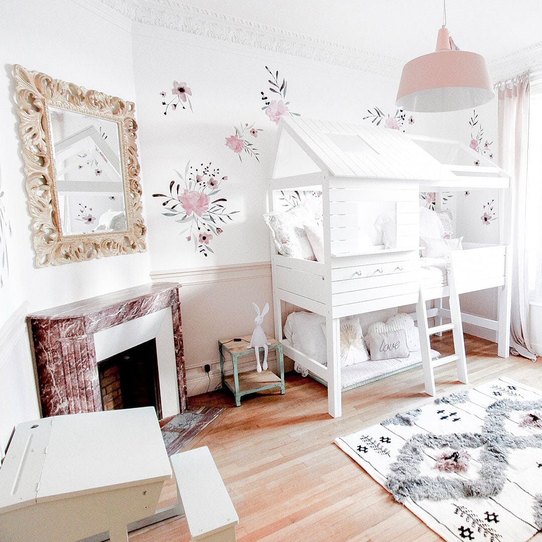 Pink Watercolor Flowers Wall Decals Decals Urbanwalls