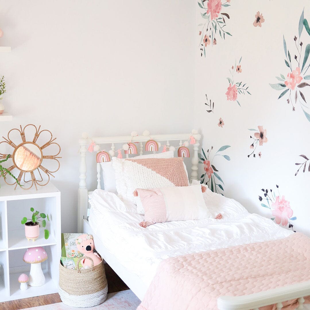 Pink Watercolor Flowers Wall Decals Decals Urbanwalls Standard Wall Full Order