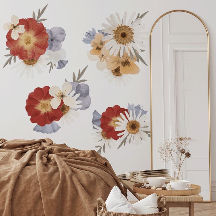 Pressed Floral Wall Decal Clusters Decals Urbanwalls Textured Wall Half Order