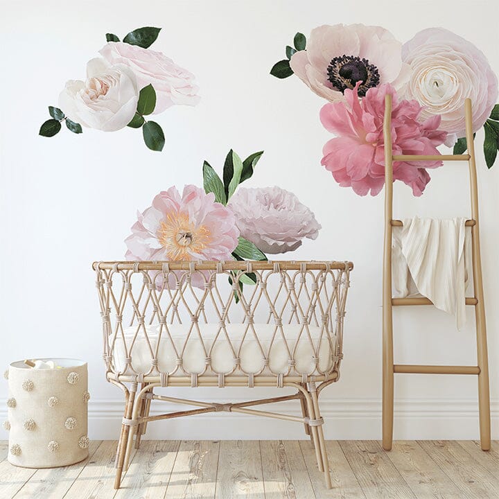 Soft Pink Garden Flower Wall Decals Decals Urbanwalls Standard Wall Half Order