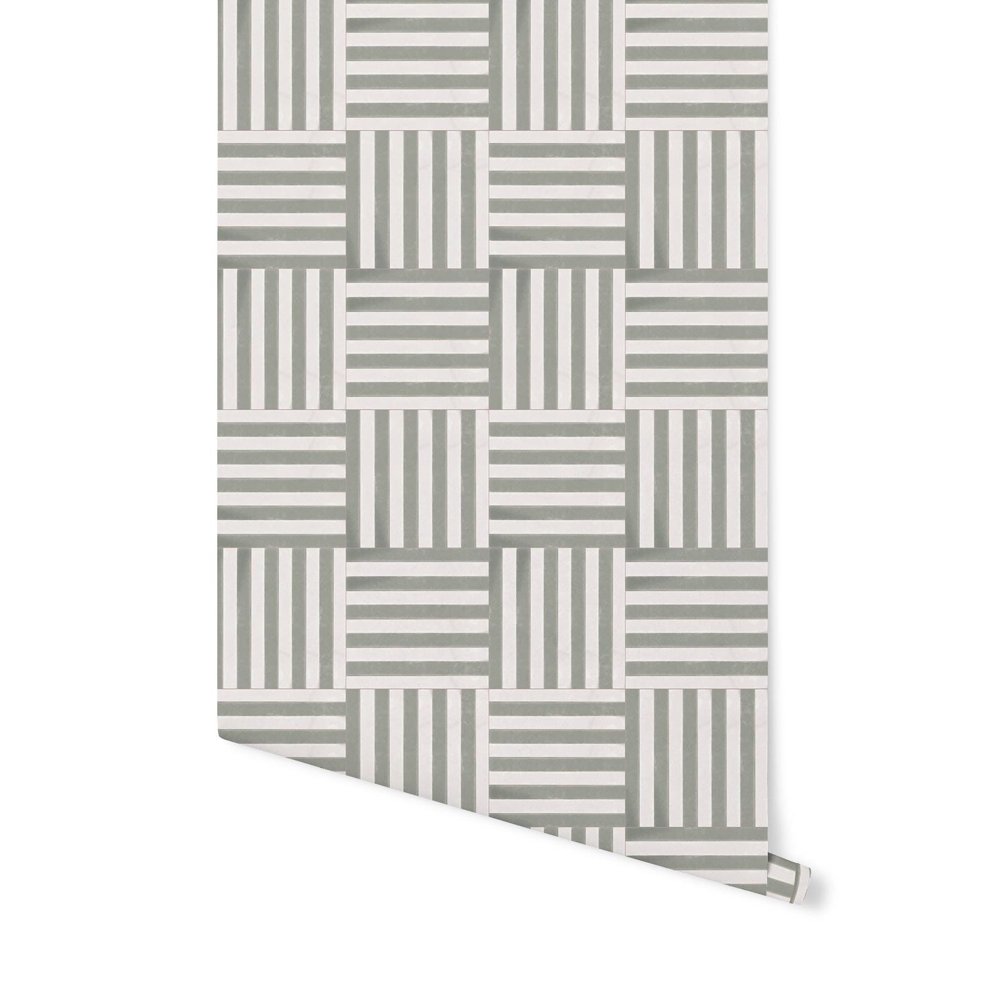 Striped Tile Wallpaper Wallpaper Urbanwalls Standard Wall Green DOUBLE ROLL : 46" X 4 FEET