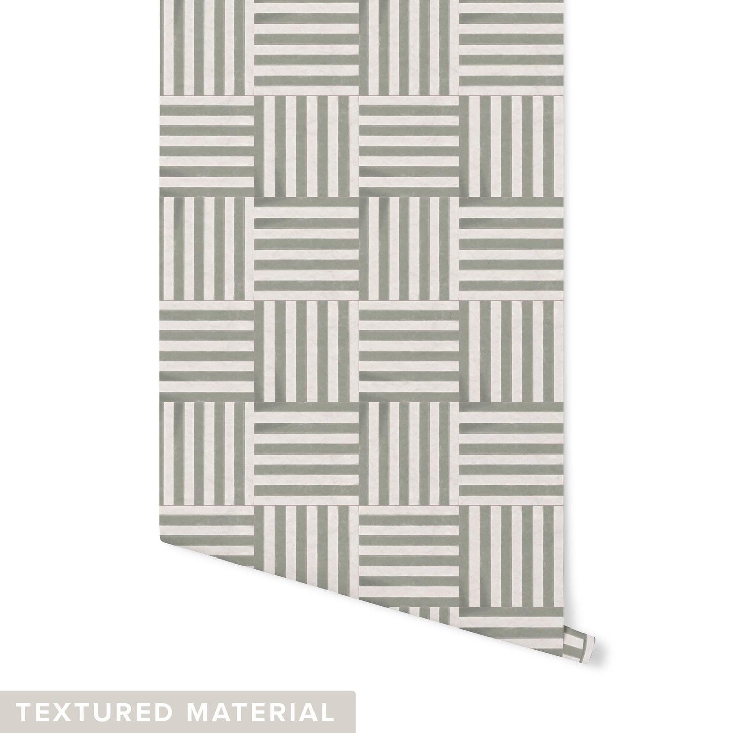 Striped Tile Wallpaper Wallpaper Urbanwalls Textured Wall Green DOUBLE ROLL : 42" X 4 FEET