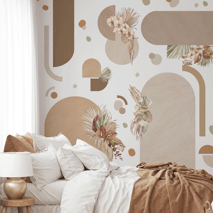 Textured Abstract Bohemian Palms Cluster Wall Decals Decals Urbanwalls