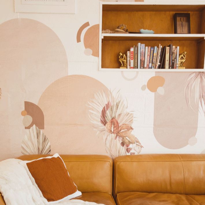 Textured Abstract Bohemian Palms Cluster Wall Decals Decals Urbanwalls