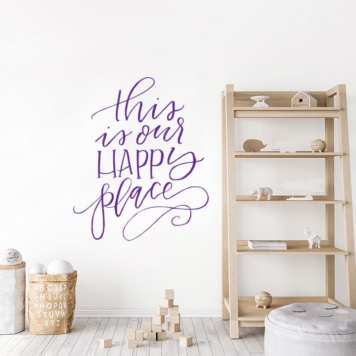 This is Our Happy Place Wall Decal Decals Urbanwalls Purple 46" x 55.5"
