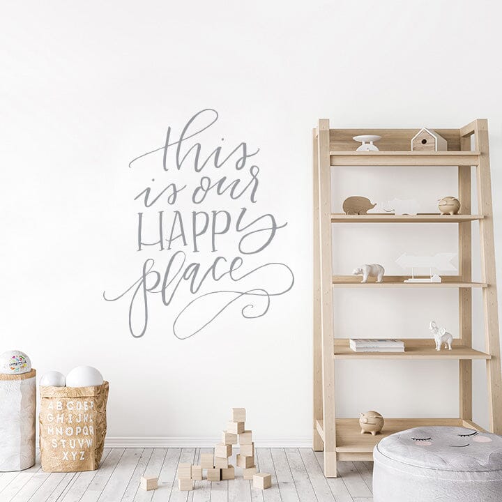 This is Our Happy Place Wall Decal Decals Urbanwalls Silver (Metallic) 46" x 55.5"